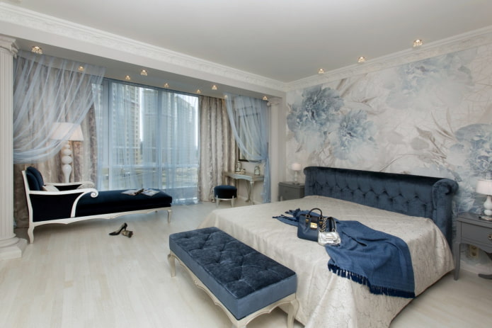 interieurontwerp van een slaapkamer gecombineerd met een loggia