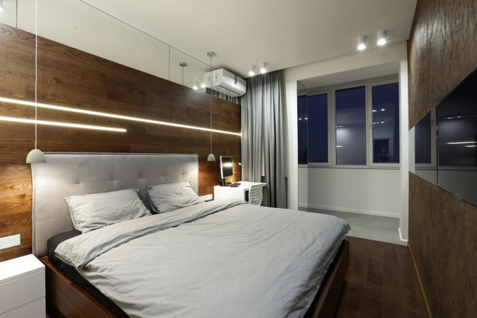 slaapkamer met balkon in minimalistische stijl
