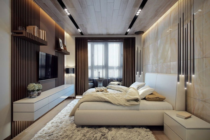 ontwerp van het interieur van een slaapkamer gecombineerd met een loggia