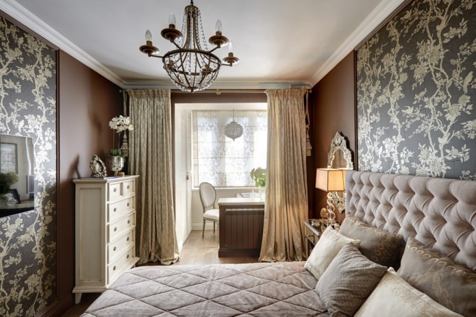 inrichting en verlichting in de slaapkamer gecombineerd met een loggia