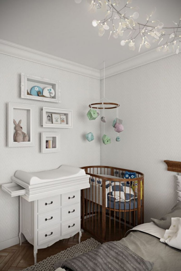 babybedje in het interieur van de slaapkamer