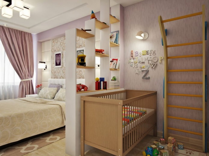 babybedje in het slaapkamerinterieur