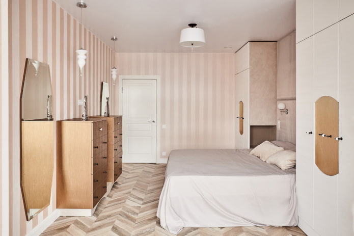 meubels in het interieur van een beige slaapkamer