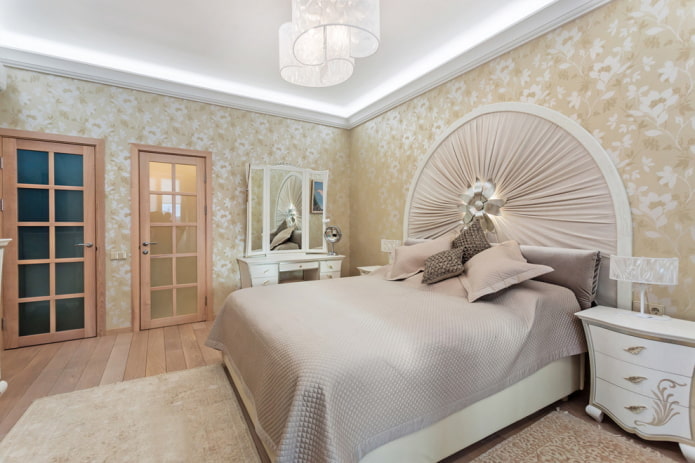 wit en beige slaapkamerinterieur