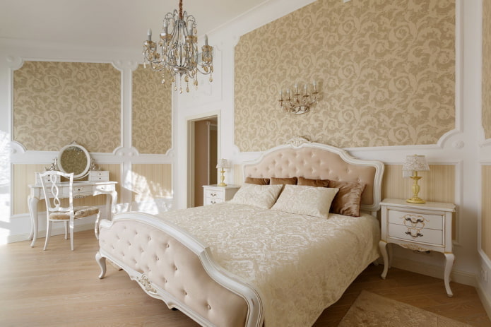 wit en beige slaapkamerinterieur