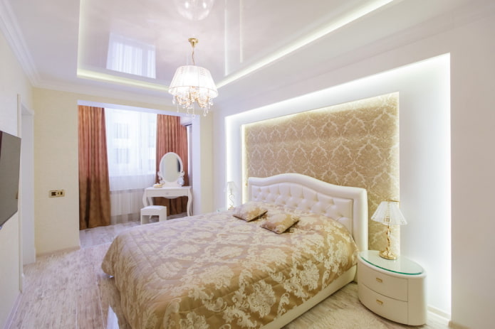 wit en beige slaapkamerinterieur