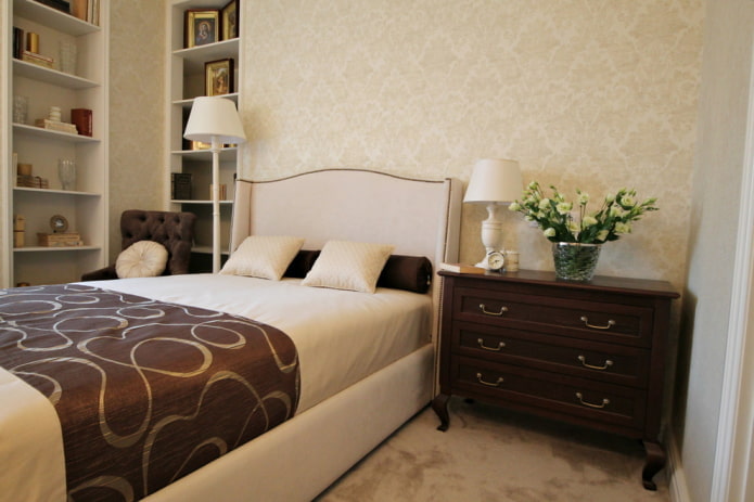 chocoladebeige slaapkamerinterieur