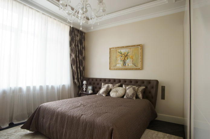chocoladebeige slaapkamerinterieur