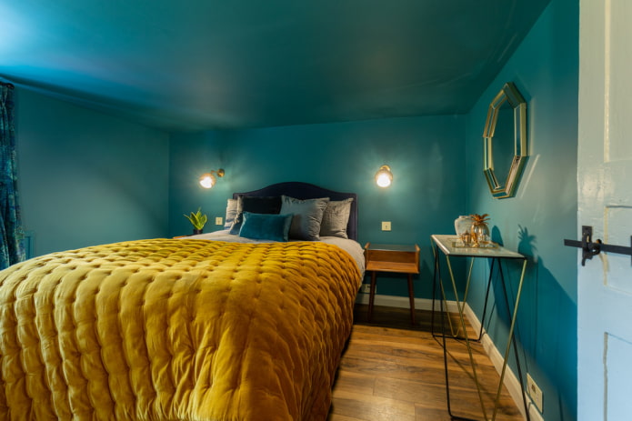 slaapkamer in turquoise tinten