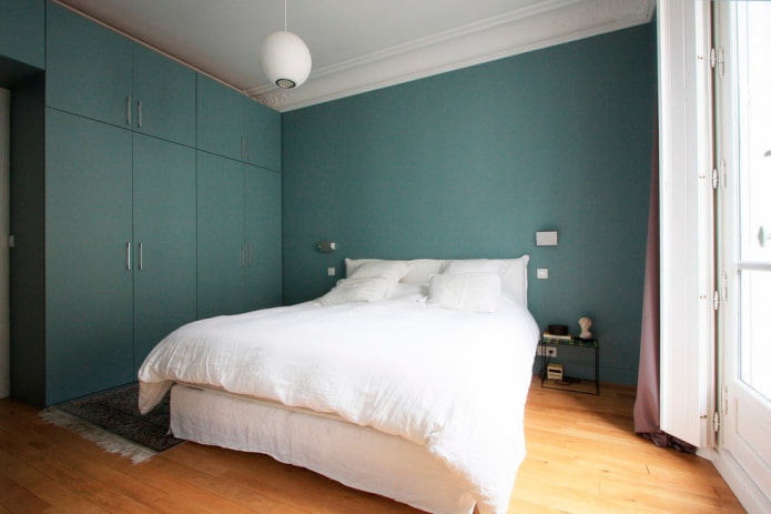 slaapkamer in turquoise tinten