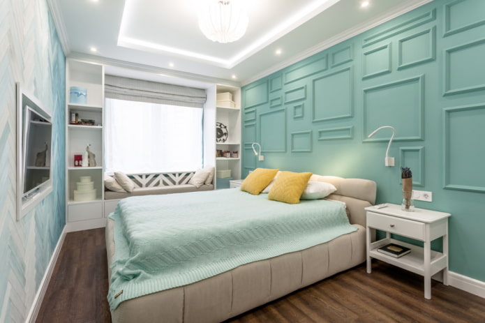 slaapkamer in turquoise tinten