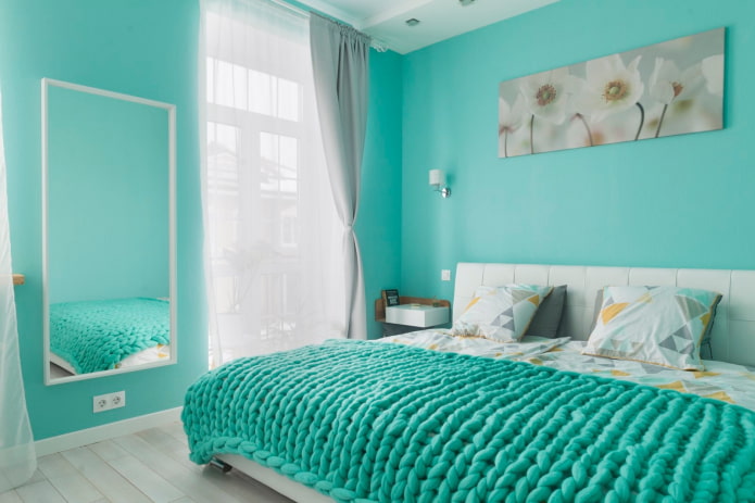 turquoise slaapkamerinterieur