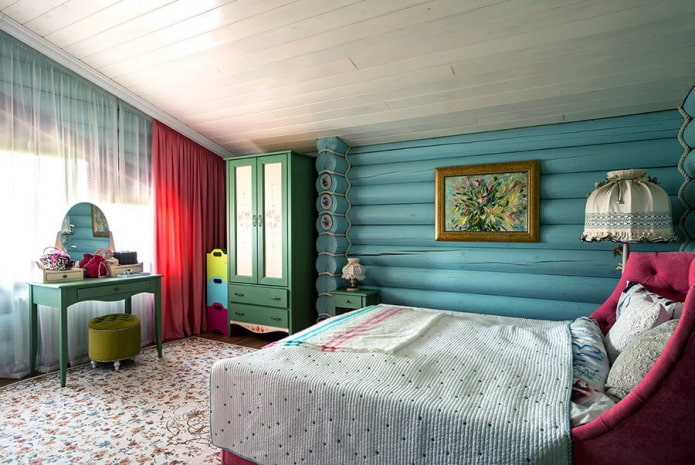 blauw slaapkamerinterieurontwerp