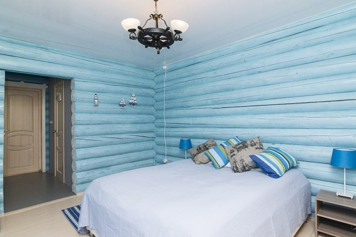 blauw slaapkamerinterieurontwerp