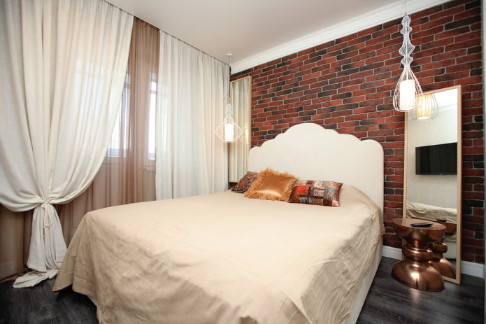 Slaapkamer in loftstijl in een Chroesjtsjovisch gebouw