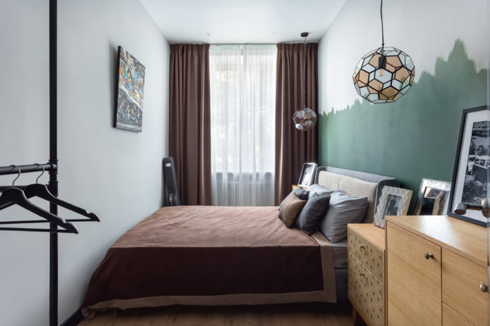 Slaapkamer in Scandinavische stijl in een Chroesjtsjovka