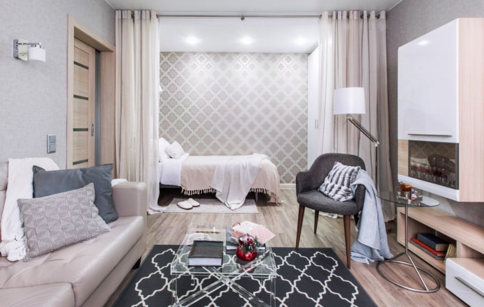 indeling van een slaapkamer in een Chroesjtsjovka