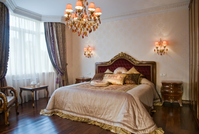 verlichting in de slaapkamer in een klassieke stijl
