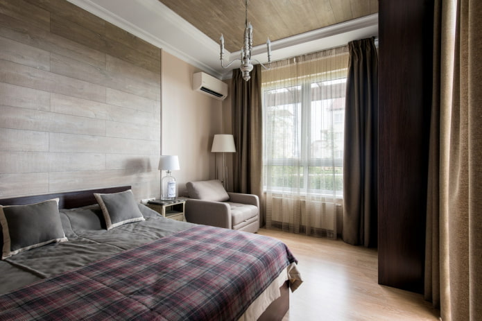 afwerking in het interieur van een bruine slaapkamer
