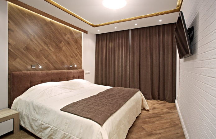 interieur van een wit-bruine slaapkamer