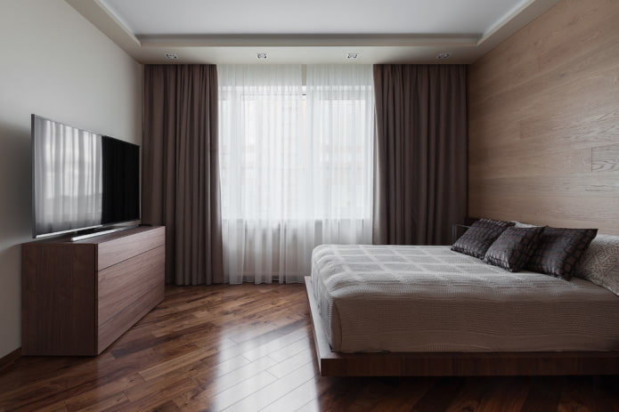 decoratie in het interieur van een bruine slaapkamer
