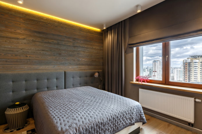 afwerking in het interieur van een bruine slaapkamer