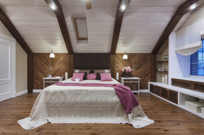 interieur van een wit-bruine slaapkamer