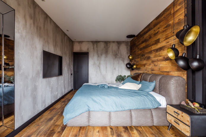grijsbruin slaapkamerinterieur