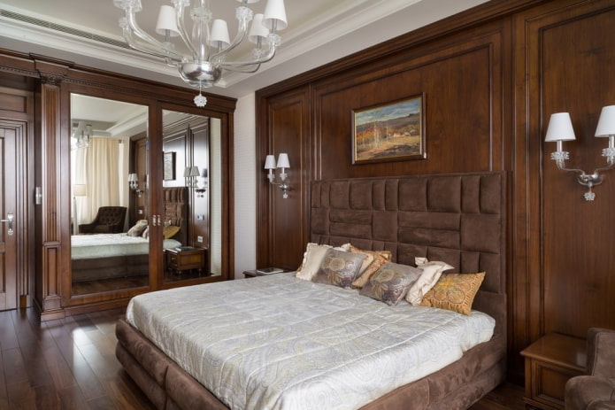 afwerking in het interieur van een bruine slaapkamer
