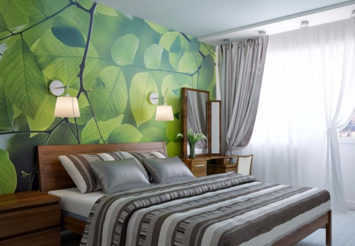 grijsgroen slaapkamerinterieur
