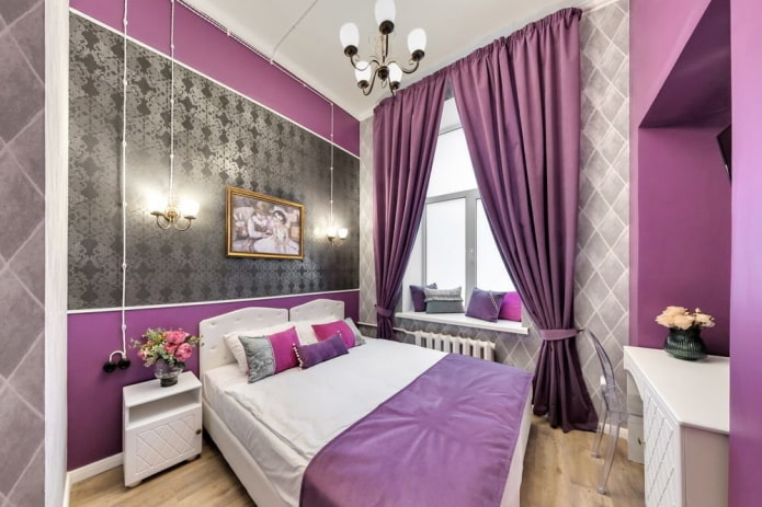 grijze slaapkamer met felle accenten