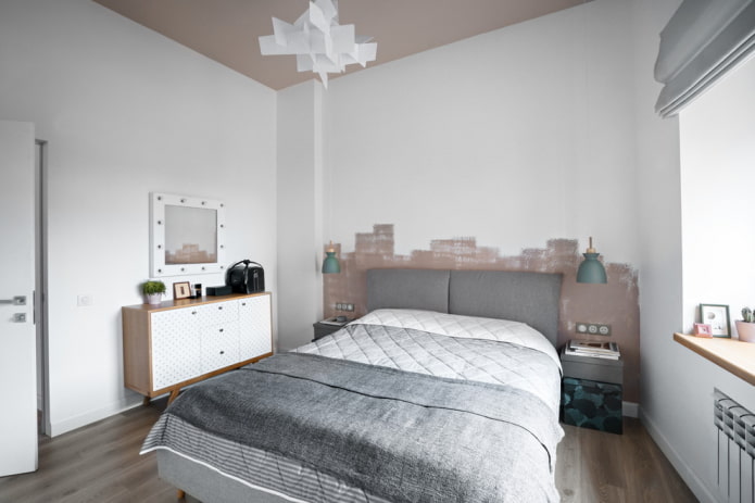 fotobehang aan het hoofdeinde van het bed