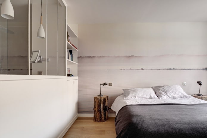 natuurlijk landschap aan het hoofdeinde van het bed
