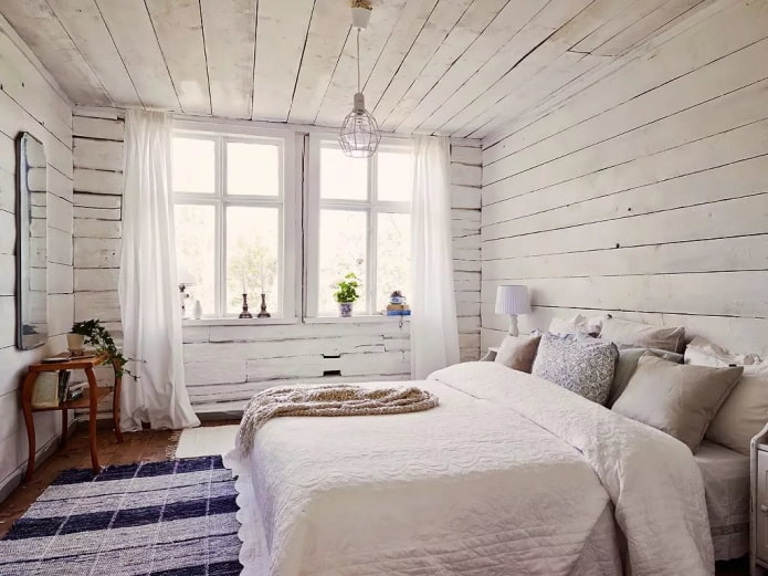 houten muren in de slaapkamer
