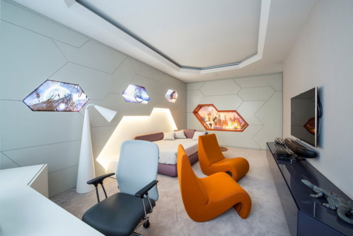 slaapkamerinterieurontwerp in hi-tech stijl