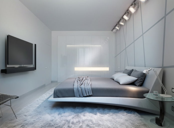 kleurenpalet van de slaapkamer in hightech-stijl