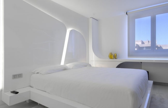 kleurenpalet van de slaapkamer in hightech-stijl