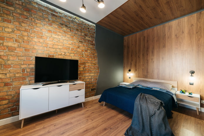 muurdecoratie in de slaapkamer in industri?le stijl