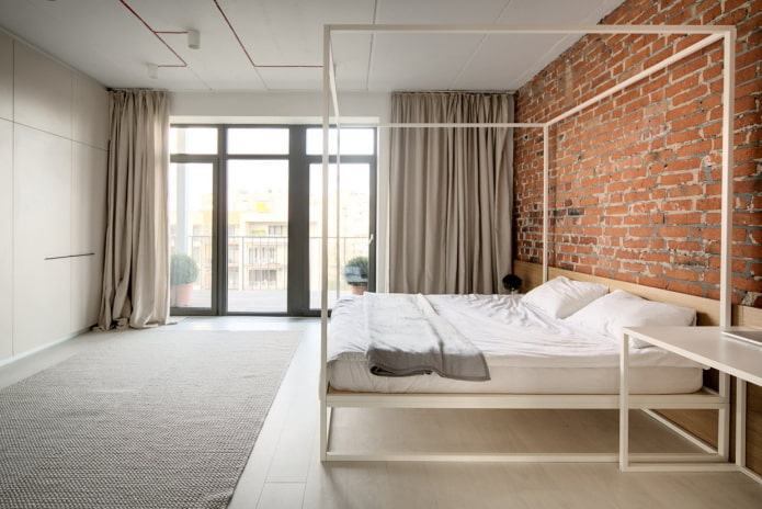 slaapkamer in industri?le stijl met minimalistische elementen