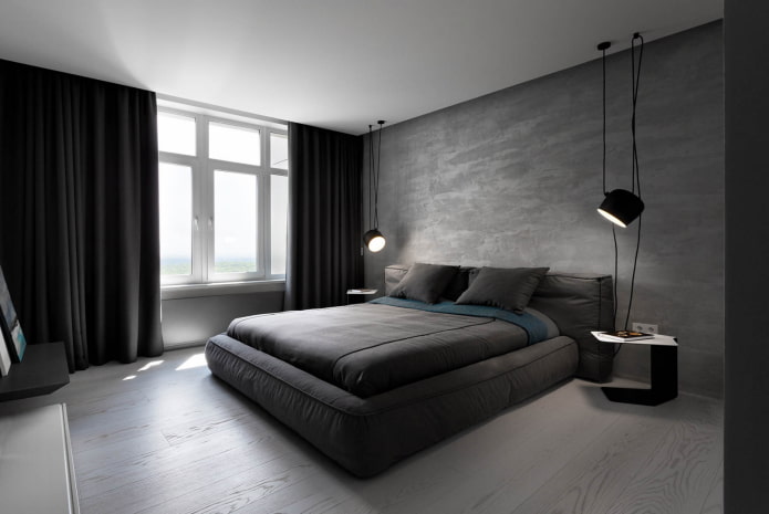 minimalistische slaapkamer met wit plafond