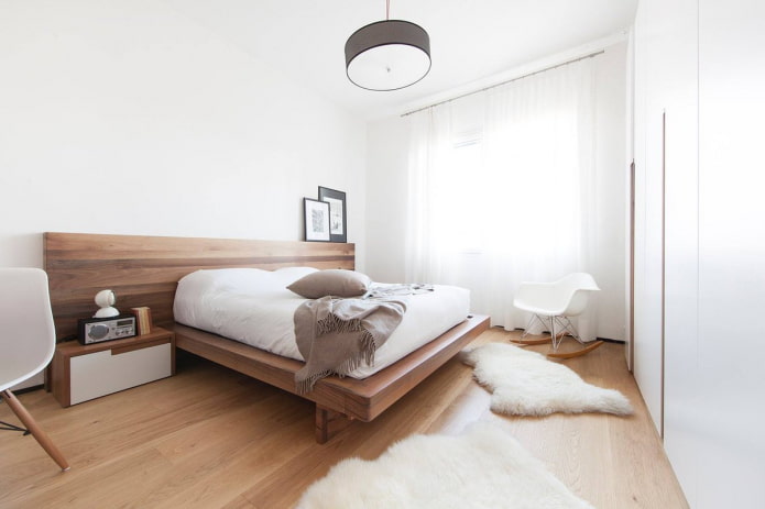 meubels in het interieur van de slaapkamer in een minimalistische stijl
