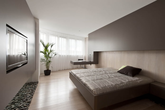 kleurenschema van de slaapkamer in een minimalistische stijl