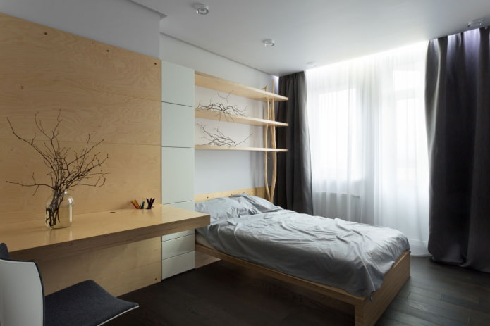 slaapkamer in eco-minimalistische stijl