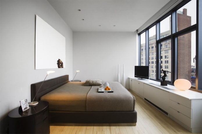 meubels in het interieur van de slaapkamer in een minimalistische stijl