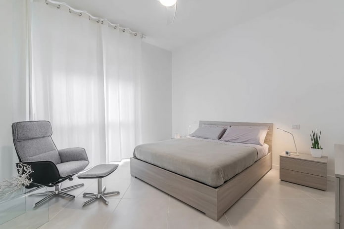 meubels in het interieur van de slaapkamer in een minimalistische stijl