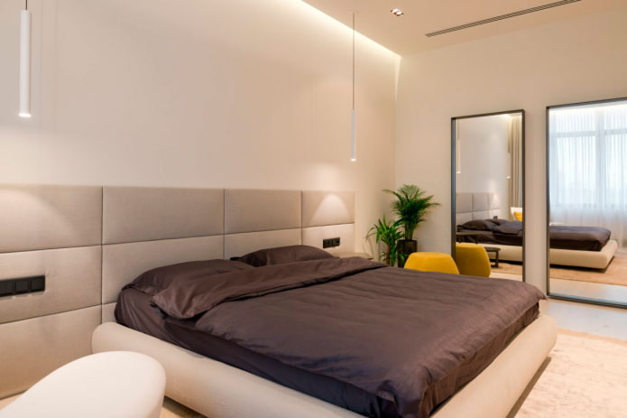 decoratie in het interieur van de slaapkamer in een minimalistische stijl