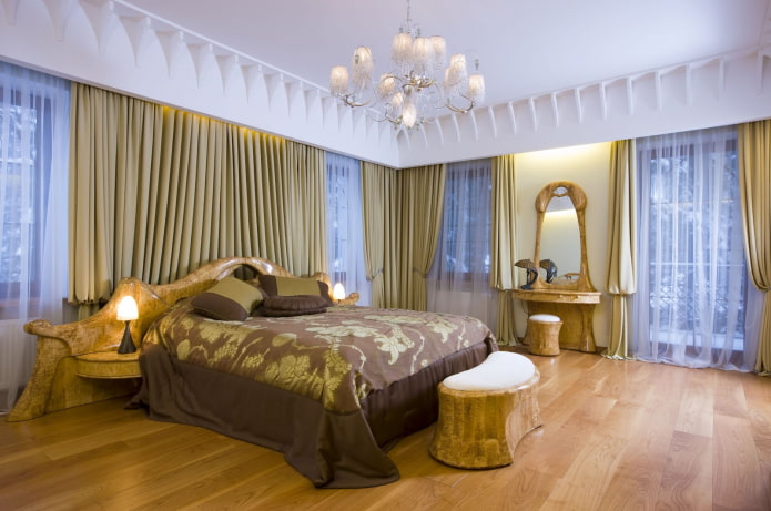Slaapkamer in gouden tinten