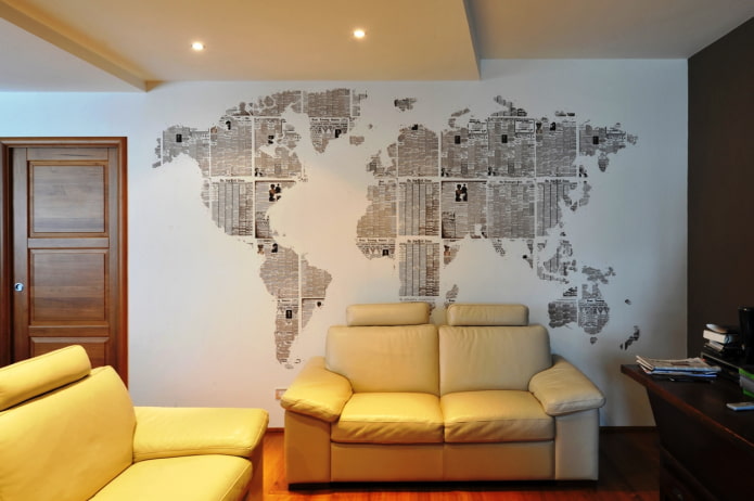 krantencollage wereldkaart