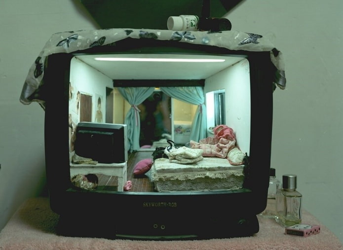 Slaapkamer in een tv