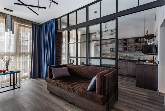 glazen wand in de keuken-woonkamer